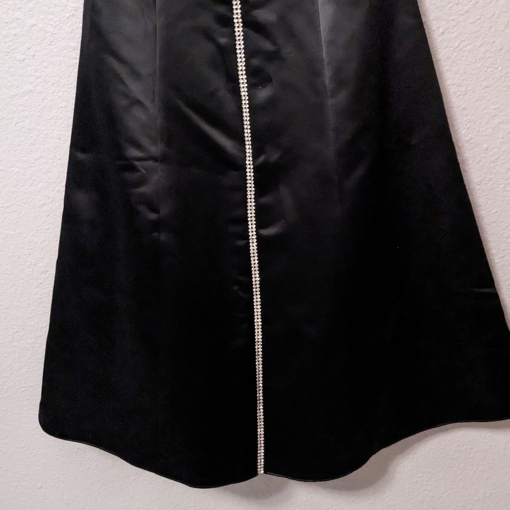 Jessica McClintock Black Prom Dress Vintage 80s Formal Gown Rhinestones Satin 4 - Picture 8 of 15